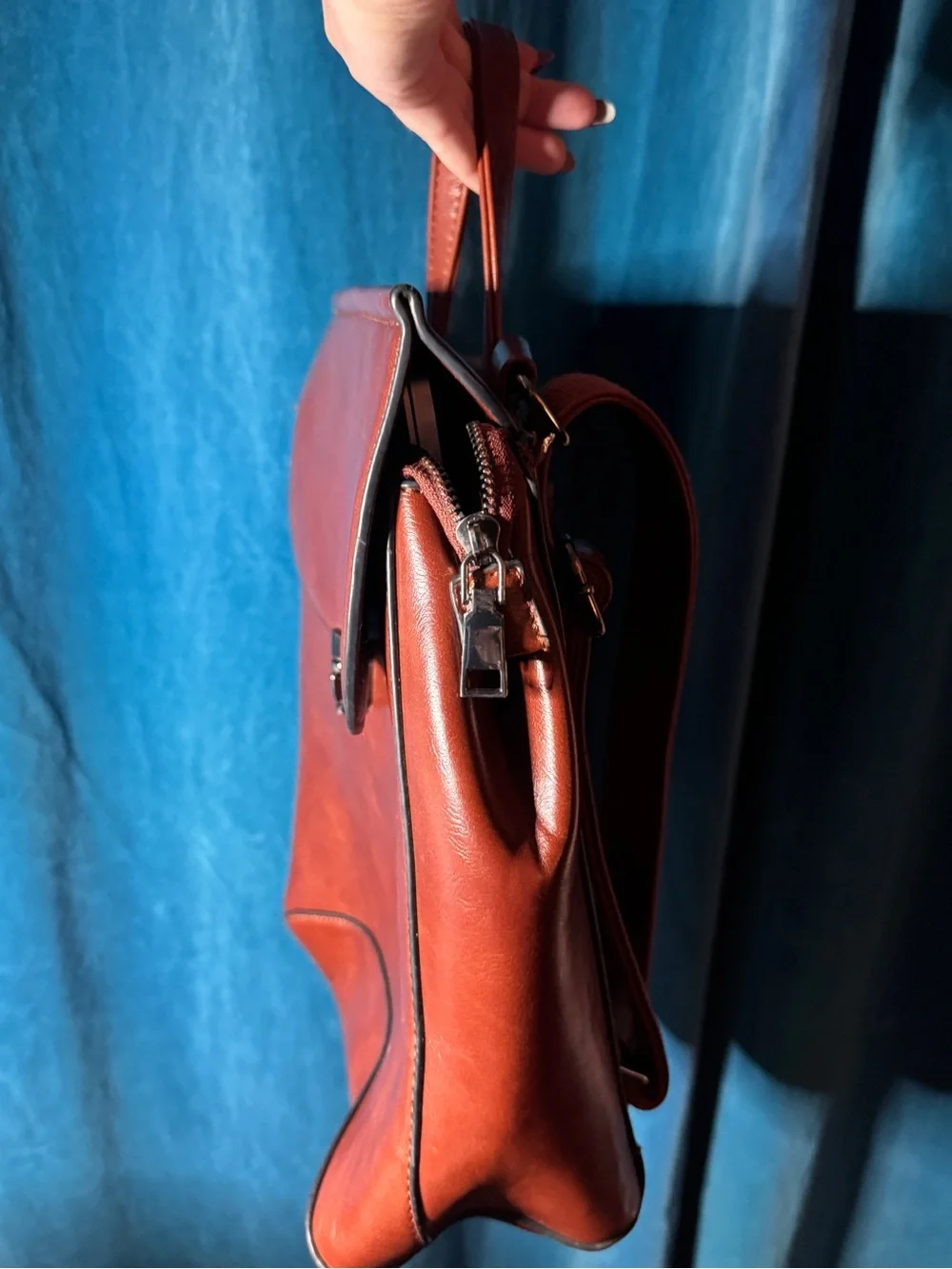 Classic Brown faux Leather Backpack